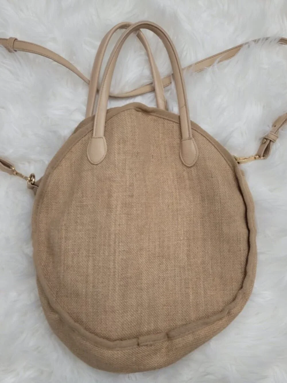 Who What Wear 100%‎ Jute Woven Tan Round Crossbody Purse Bag Resortwear Beach